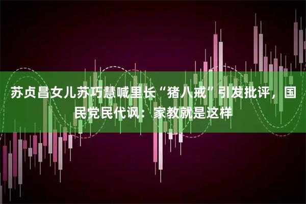 苏贞昌女儿苏巧慧喊里长“猪八戒”引发批评，国民党民代讽：家教就是这样