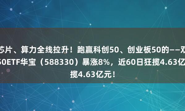 芯片、算力全线拉升！跑赢科创50、创业板50的——双创50ETF华宝（588330）暴涨8%，近60日狂揽4.63亿元！